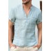 Breathable linen V-neck T-shirt