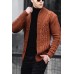 Men's Cardigan Solid Color Long Sleeve Twist Ribbed Knit Jacket