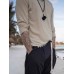 Mens Linen Minimalist Holiday Plain Long Sleeve Shirt