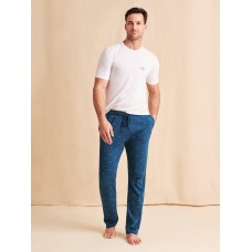 Faherty x Roller Rabbit Men's Simon PJ Pant - Teal Mini Wave