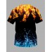 Casual O Neck Flame Print Black Men T-shirt